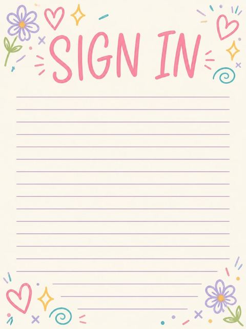 Guest sign-in sheet in the Cream Doodle Pastel 11th Birthday Invitation design
