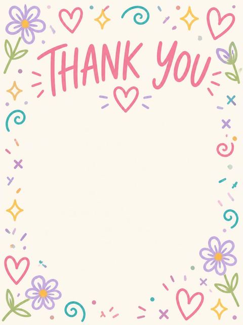 Thank-you flat in the Cream Doodle Pastel 11th Birthday Invitation design