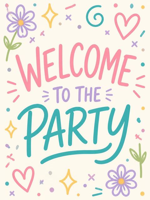 Welcome sign in the Cream Doodle Pastel 11th Birthday Invitation design