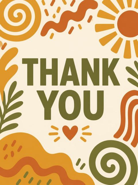 Thank-you flat in the Retro Sun Geometric 75th Birthday design