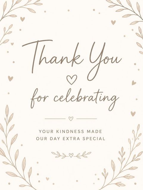 Thank-you flat in the Cream Brown Script 2nd Birthday Invitation design