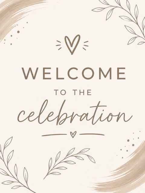 Welcome sign in the Cream Brown Script 2nd Birthday Invitation design