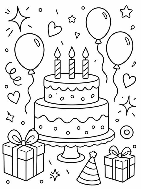 Coloring sheet in the Colorful Doodle Motif 9th Birthday design