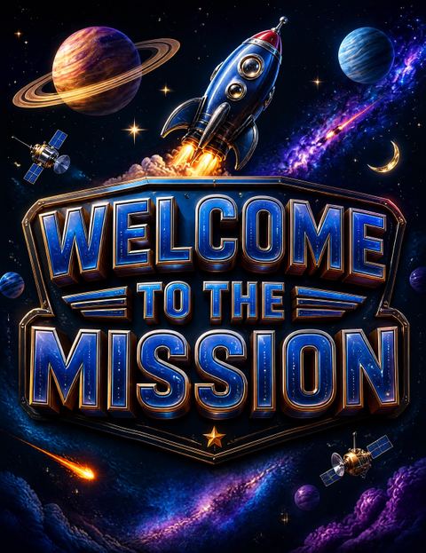 Welcome sign in the 3D Rocket Ship Space 10th Birthday design