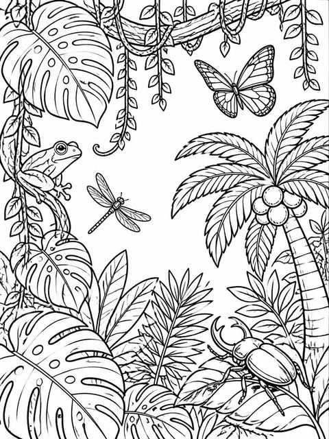 Coloring sheet in the Vine-Covered Number 4th Birthday design