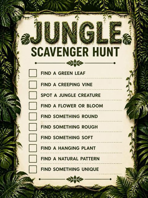 Scavenger hunt in the Vine-Covered Number 4th Birthday design