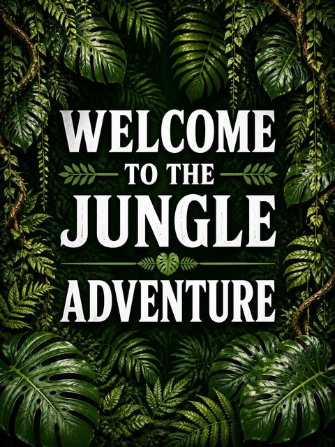 Welcome sign in the Vine-Covered Number 4th Birthday design