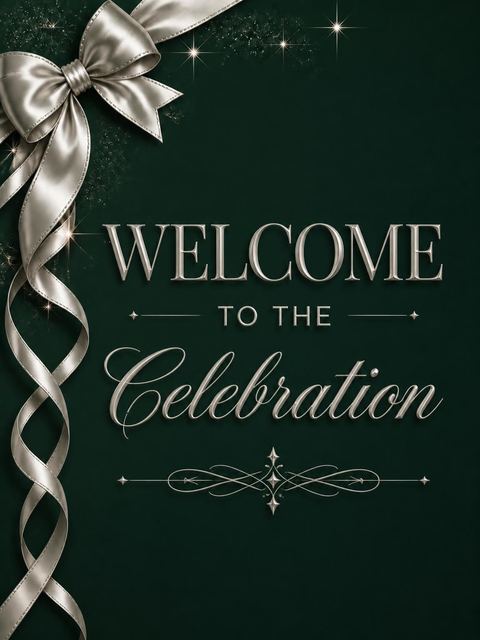 Welcome sign in the Silver Ribbon Forest Green 30th Birthday design