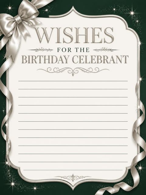 Wishes page in the Silver Ribbon Forest Green 30th Birthday design