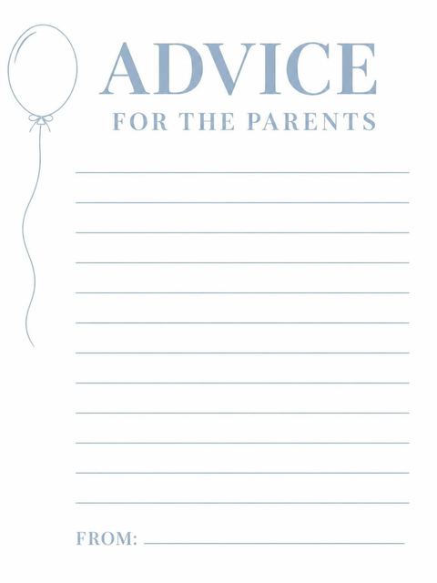 Advice card in the Dusty Blue Line-Art Balloon Shower design