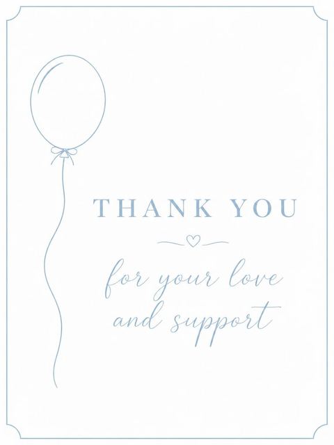 Thank-you flat in the Dusty Blue Line-Art Balloon Shower design