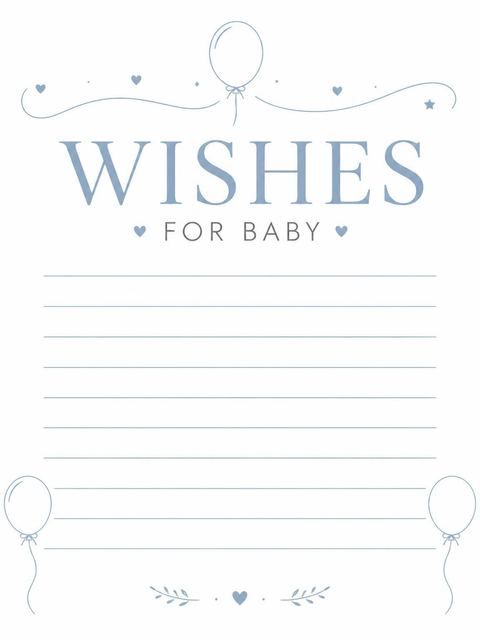 Wishes page in the Dusty Blue Line-Art Balloon Shower design