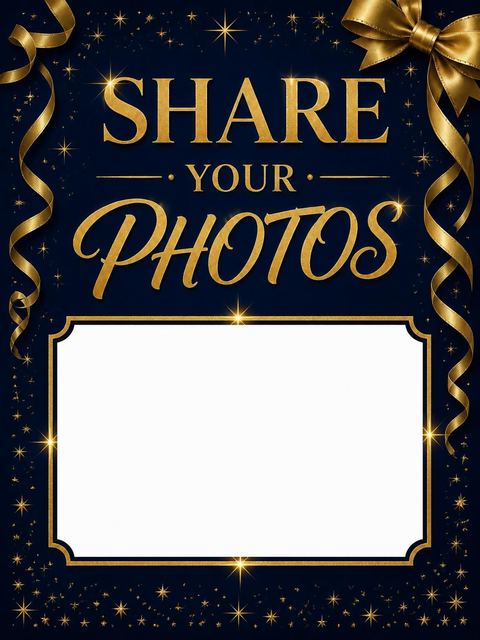 Hashtag card in the Navy and Gold Ribbon 20th Birthday design