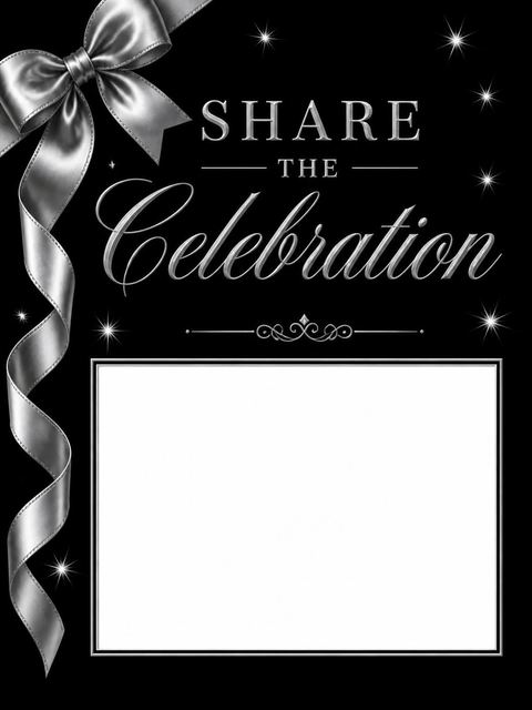 Hashtag card in the Silver Ribbon Black 20th Birthday Invitation design
