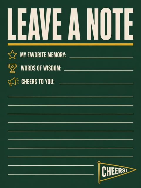 Feedback card in the Forest Green Gold Milestone Birthday design