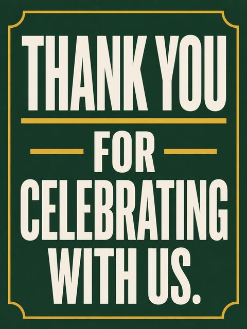 Thank-you flat in the Forest Green Gold Milestone Birthday design