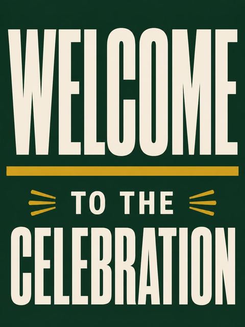 Welcome sign in the Forest Green Gold Milestone Birthday design