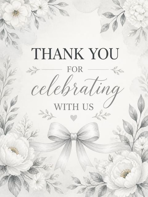 Thank-you flat in the Grey Watercolor Mannequin Bridal Shower design