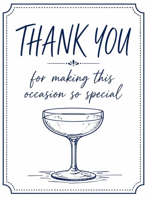 Thank-you flat in the Navy Ink Champagne Birthday Invitation design