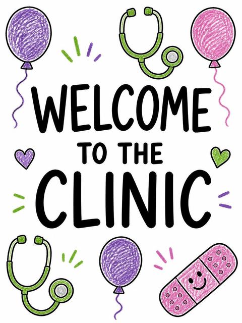 Welcome sign in the Crayon Medical Motif 3rd Birthday Invitation design