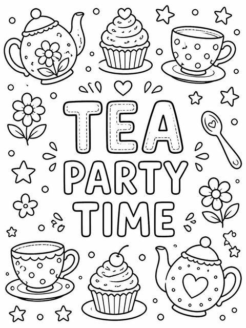 Coloring sheet in the Purple Crayon Sketch Tea 3rd Birthday design