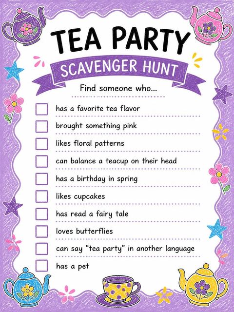 Scavenger hunt in the Purple Crayon Sketch Tea 3rd Birthday design