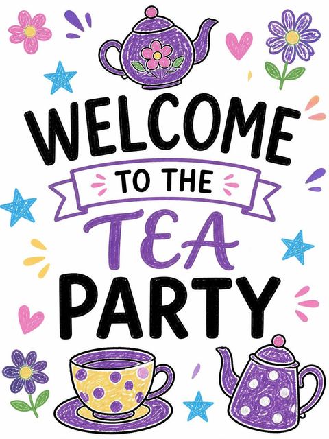 Welcome sign in the Purple Crayon Sketch Tea 3rd Birthday design