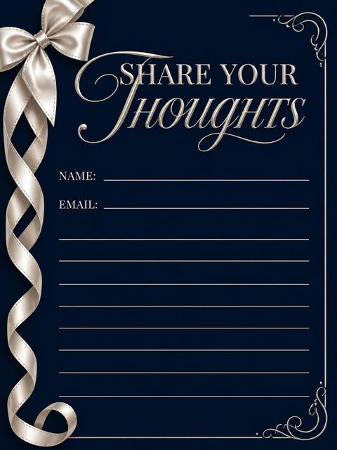 Feedback card in the Elegant Navy 20th Birthday Invitation design
