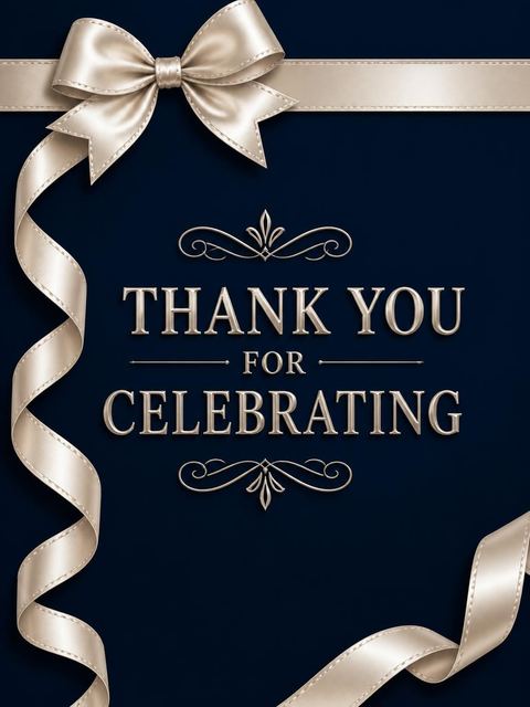 Thank-you flat in the Elegant Navy 20th Birthday Invitation design