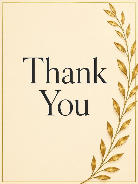 Thank-you flat in the Gold Foil Laurel 80th Birthday design