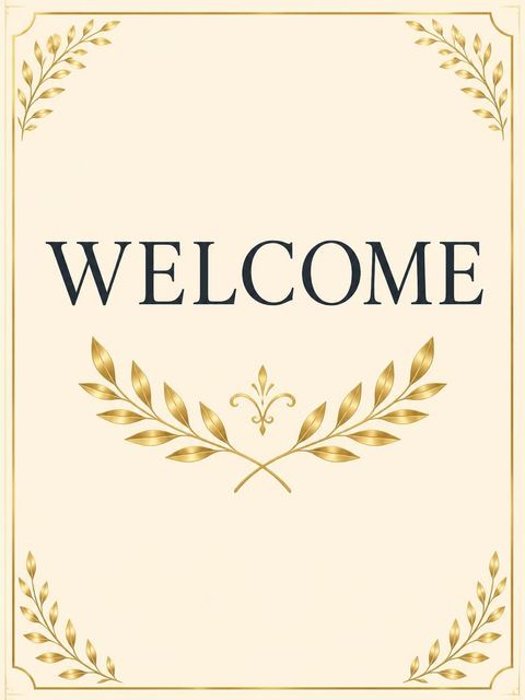 Welcome sign in the Gold Foil Laurel 80th Birthday design