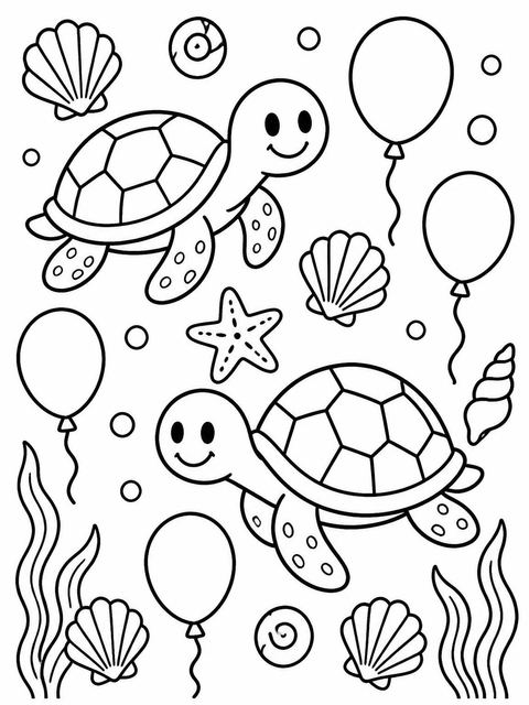 Coloring sheet in the Crayon Sea Turtle 4th Birthday design