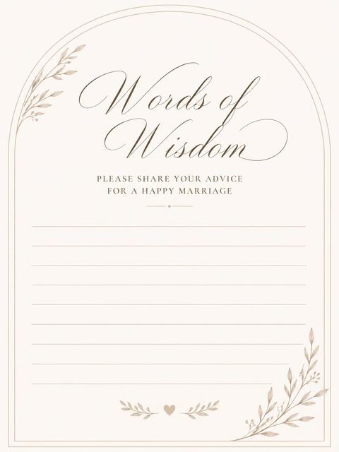 Advice card in the Minimalist Willow Arch Wedding Suite design