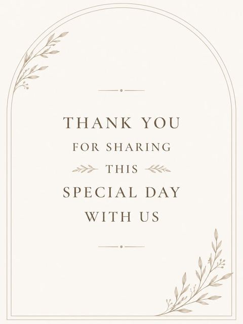 Thank-you flat in the Minimalist Willow Arch Wedding Suite design