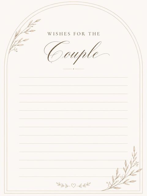 Wishes page in the Minimalist Willow Arch Wedding Suite design