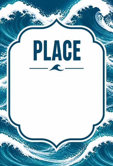 Place card in the Teal Wave Beach Party Invitation design