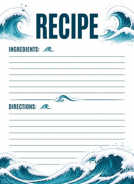 Recipe card in the Teal Wave Beach Party Invitation design