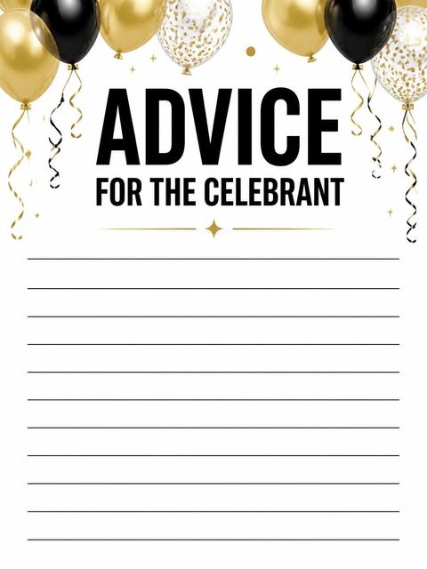 Advice card in the Gold Balloon Black-Tie 25th Birthday design
