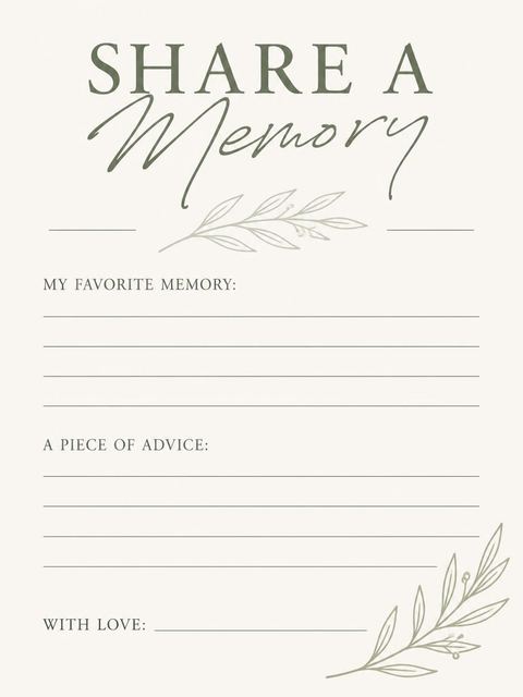 Memory card in the Cream and Sage 50th Birthday design