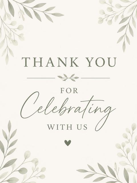 Thank-you flat in the Cream and Sage 50th Birthday design
