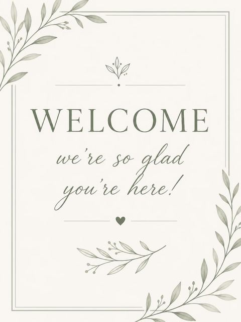 Welcome sign in the Cream and Sage 50th Birthday design