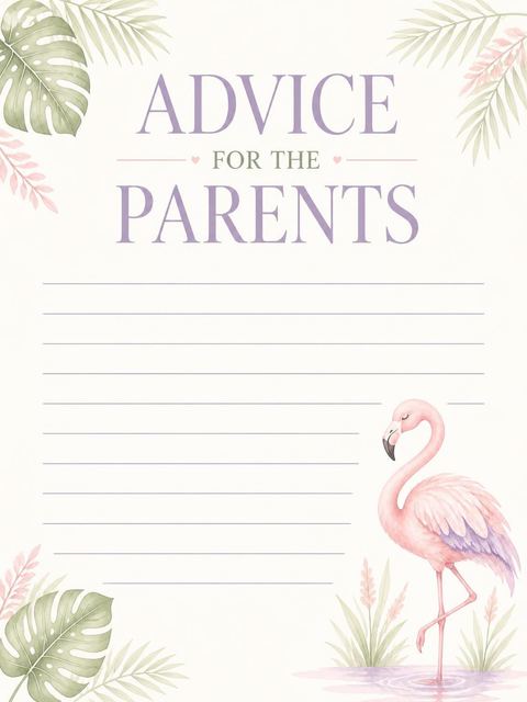 Advice card in the Blush Flamingo Tropical Baby Shower design