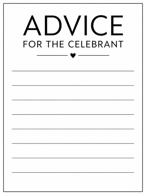 Advice card in the Black Monogram V Birthday design