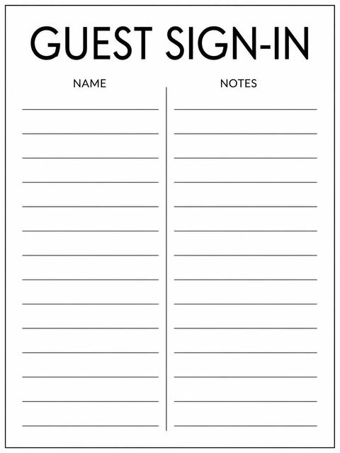 Guest sign-in sheet in the Black Monogram V Birthday design
