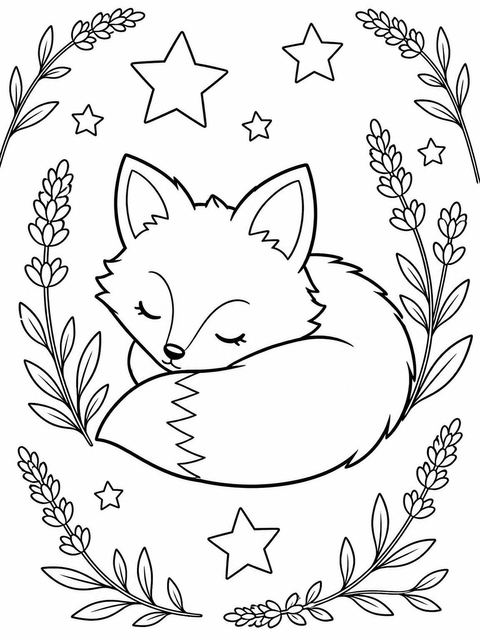 Coloring sheet in the Watercolor Sleeping Fox First Birthday design
