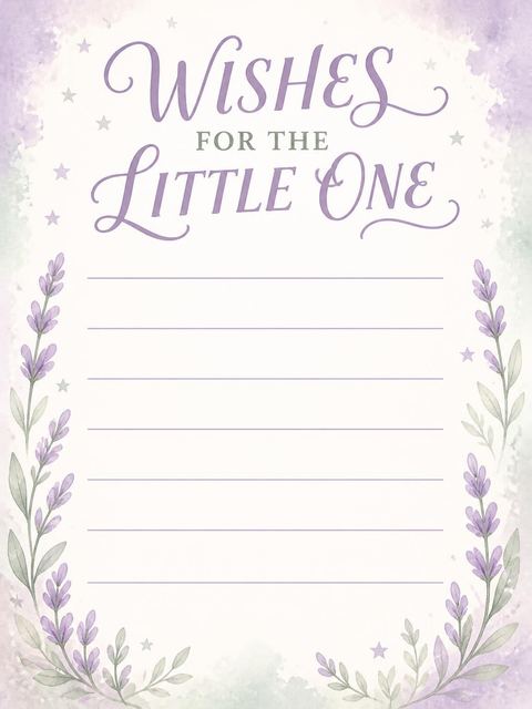 Wishes page in the Watercolor Sleeping Fox First Birthday design