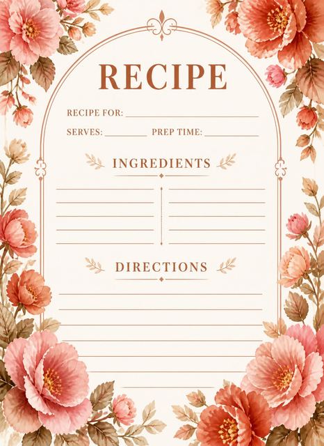 Recipe card in the Terracotta Watercolor Floral Bridal Shower design