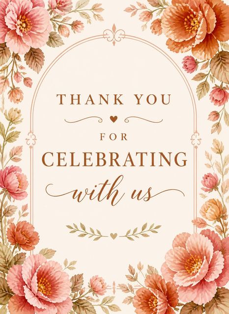 Thank-you flat in the Terracotta Watercolor Floral Bridal Shower design