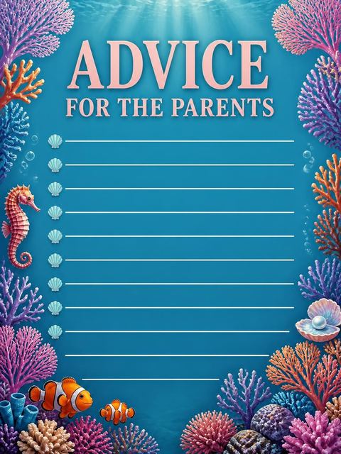 Advice card in the Deep Sea Mermaid Baby Shower design