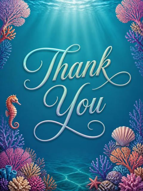Thank-you flat in the Deep Sea Mermaid Baby Shower design